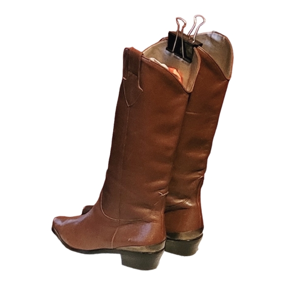 Women Vintage Leather Brown Western Style Boots By Catleia Size 8M - Picture 6 of 10